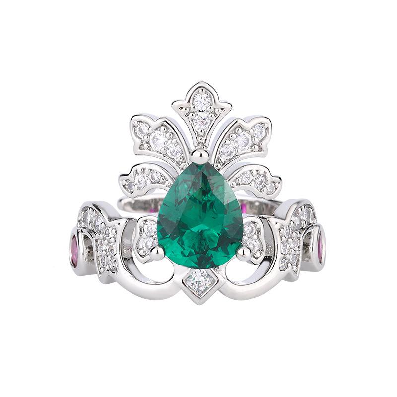 Ювелирное кольцо изумрудного цвета голубиной крови Treasure Crown Универсальное модное пригородное винтажное женское
