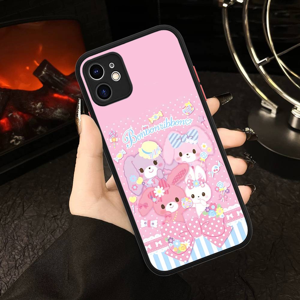 Cute Cartoon Bonbonribbon For IPhone 11 12 13 14 15 16 Pro Max Plus Matte Translucent Phone Cover