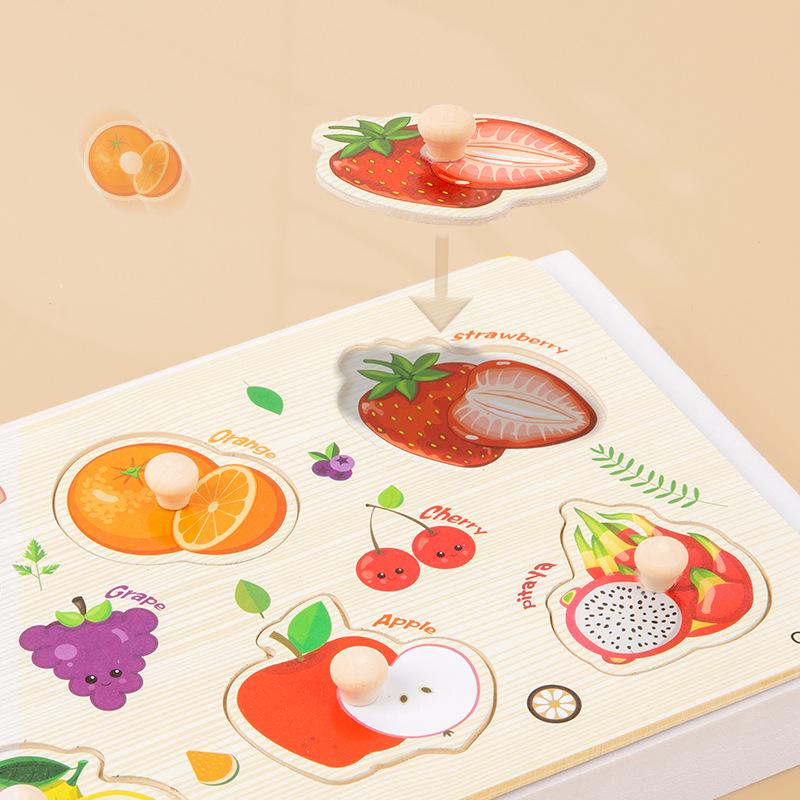 Montessori Wooden Pegboard Puzzle - Educational Toy for Letter, Number & Shape Cognition