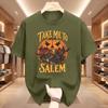 Vintage Halloween Take Me To Salem TShirt Unisex Witch T Shirt Design Cotton Short Sleeve Pumpkin Spooky Season Tees Clothes