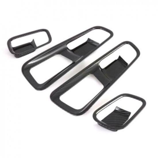 Carbon Fiber ABS Inner Door Handle Bowl Cover Trim For Hyundai Venue 2020-2023