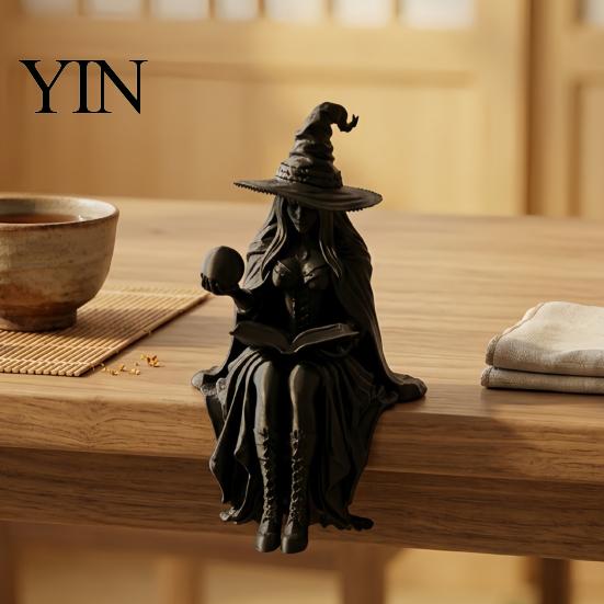 Halloween Table Decor 3D Printed Fortune Teller Figurine, Mystic Gypsy Statue for Shelf Dark Style Home Tabletop Display, Gothic Witch Sculpture with