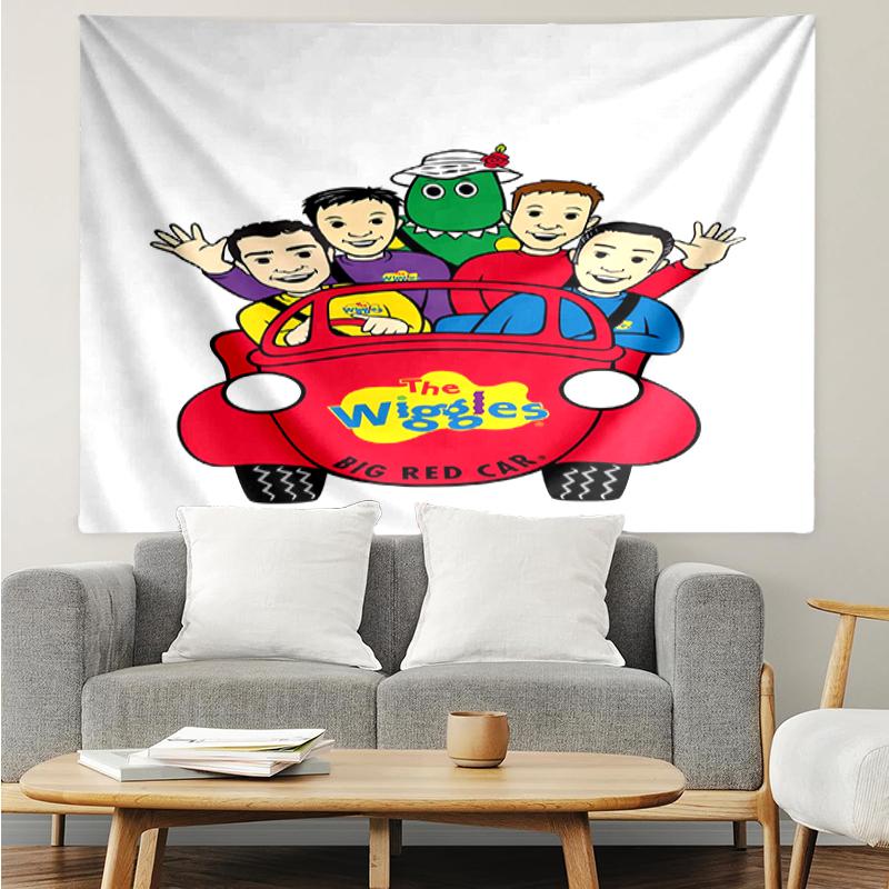 The-Wiggles Print Tapestry, Backdrop, Easy Setup, Ideal for Bedroom, Office & Living Room, with Aesthetic Wall Hanging Decor.