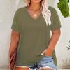 Женская футболка с V-образным вырезом, коротким рукавом, свободный крой, однотонная, повседневная, дышащая