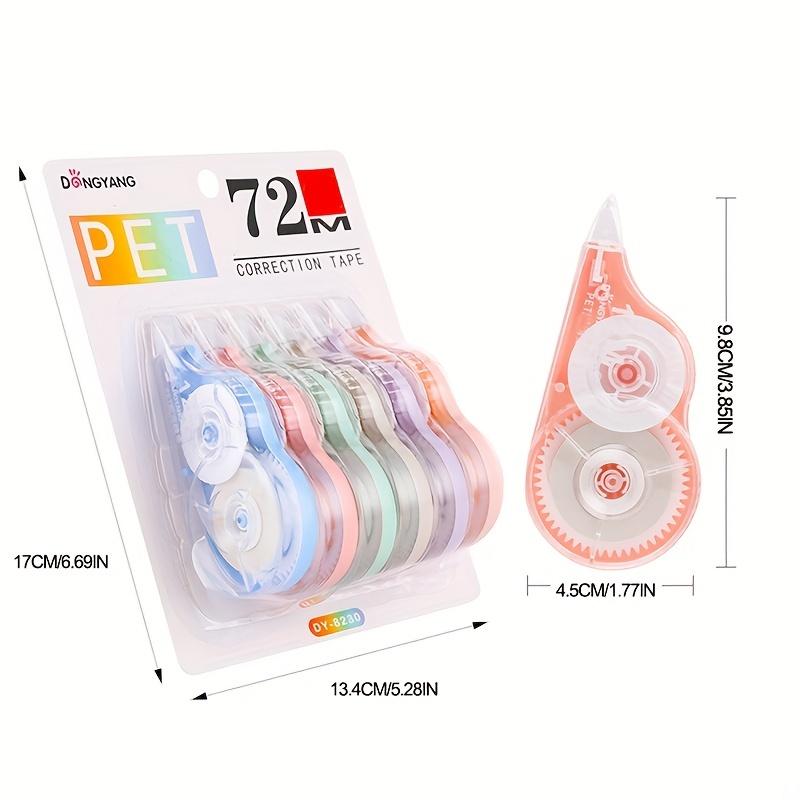 6 шт. прочной и многоцветной корректирующей ленты - 72M, легко наносится, нетоксичный ПЭТ для студентов, корректирующие ластики, канцелярские принадлежности для школьников