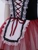 Girls Puff Sleeve Layered Tutu Dress Lace Trim Velvet Bodice Lace Up Back Ballet Costume