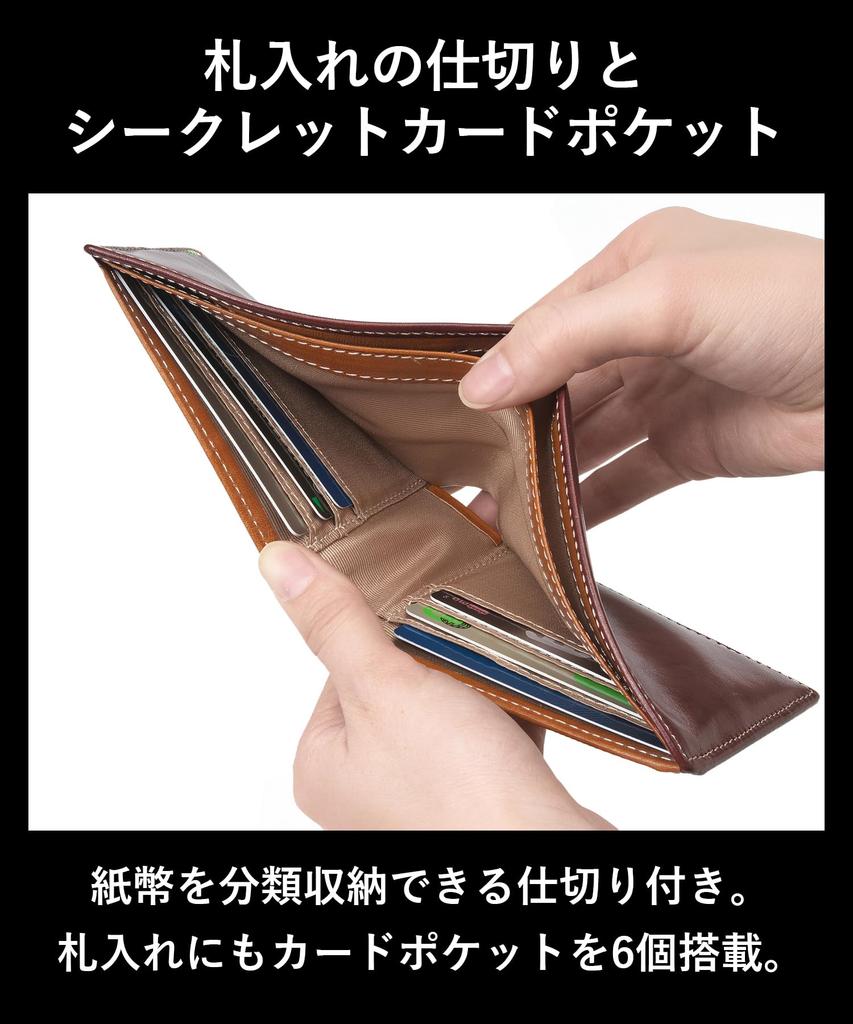 Golbe Мужской умный кошелек-бифолд из итальянской кожи (черный)