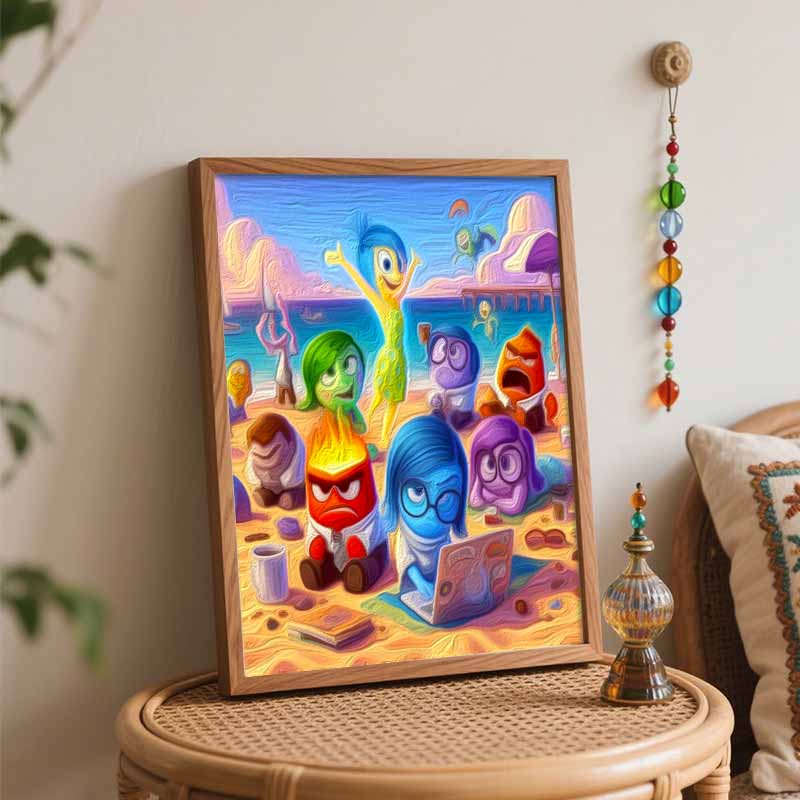 Disney Oil Painting Kit Inside Out Beach Party Home Bedroom Wall Decor Handmade Gift Art Crafts Painting Supplies Canvas Paint Set