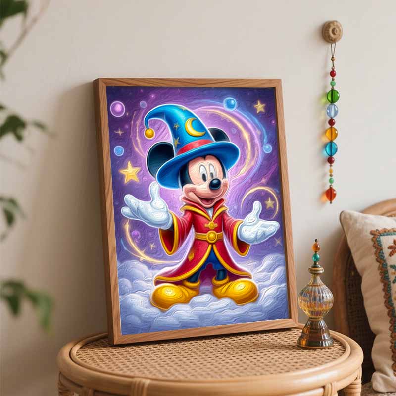 Disney Sorcerer Mickey Mouse Oil Paint by Numbers Painting Kit Hand Painted Home Decor Gift