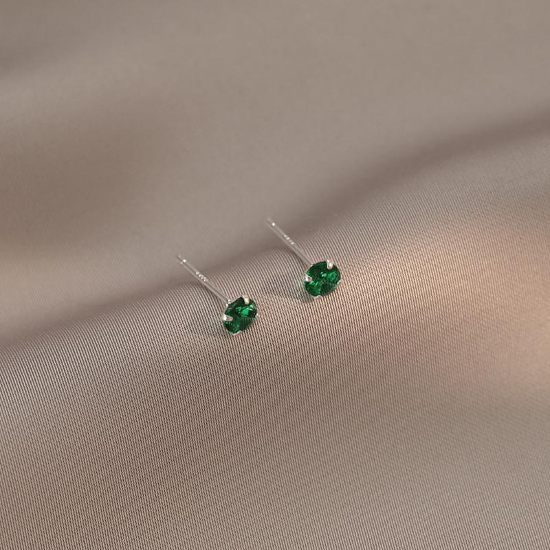 Серьги-пусеты из настоящего серебра 925 пробы с круглым цирконом для женщин, классические изящные украшения, минималистичные аксессуары для пирсинга ушей