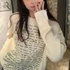 Sweet Hot Style Structured Shoulder Long Sleeve Letter Print Tee Women Spring Autumn Niche Slim Fit Cropped White Top