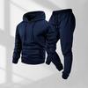 Спортивный костюм-худи и штаны для мужчин, 250 г, модный, однотонный