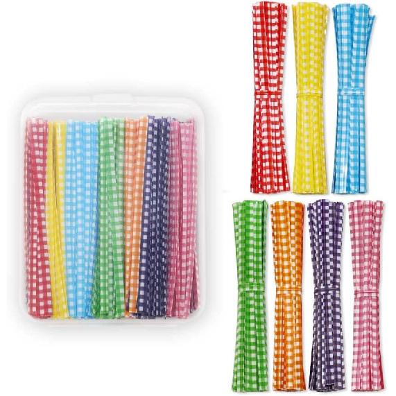 OWLFAVO 1200pcs Polka-Dotted Colourful Plastic Twist Ties with 1 Storage Box, 4 Inch Long 8 Mixed Colors, Bread Bags Ties for Candy Cookies Gift Bags