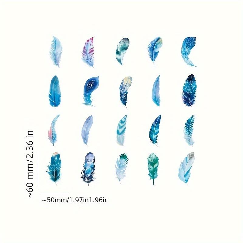 40pcs Decorative Stickers, Blue Feather Sticker Pack, Glitter Finish-Perfect For Laptops, Water Bottles & More