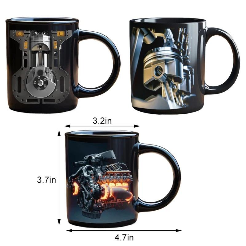 Ceramic Mug Mechanical Style Wide Mouth Design For Comfortable Drinking Experience Compact Portable Size Perfect For Daily Use