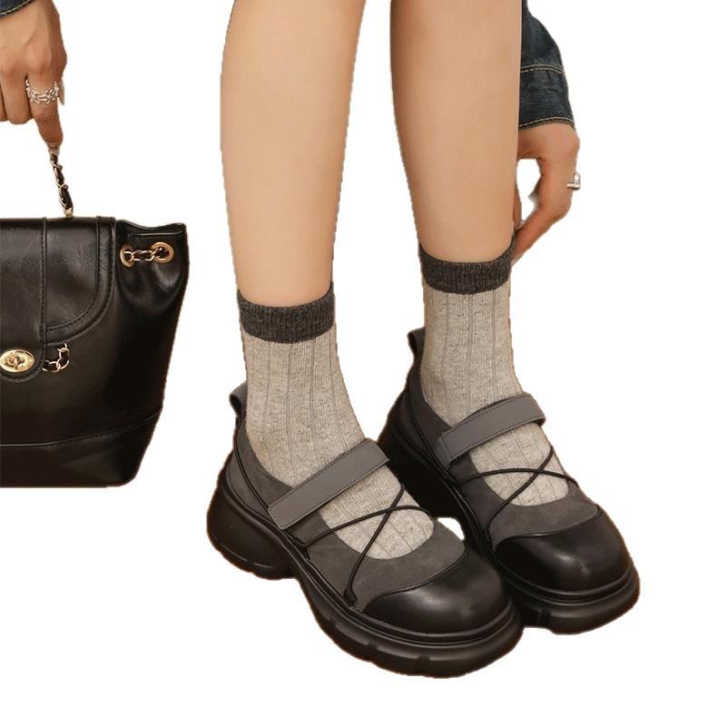 Velcro Mary Jane shoes women's 2026 new spring and summer platform casual flat black ugly cute sports sandals single shoes