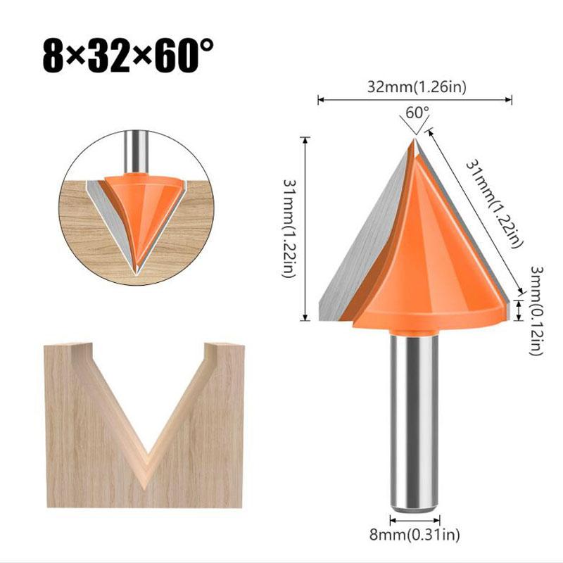 8 мм хвостовик 60 90 120 150 градусов V-образный пазовый резец фреза для гравировки с ЧПУ твердосплавная фреза