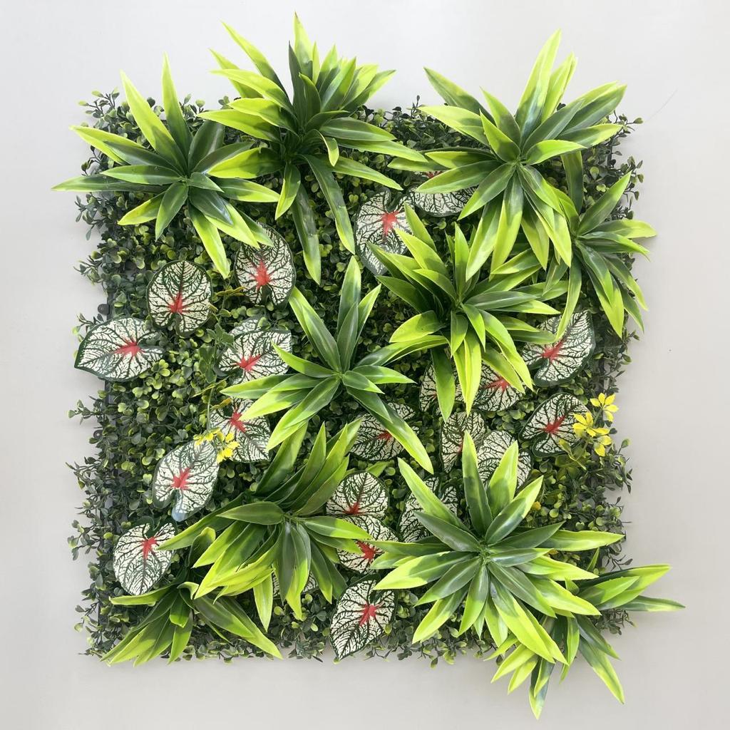50×50cm Artificial Green Plant Wall - Plastic Vertical Garden, Fake Flower Wall, Synthetic Turf Background