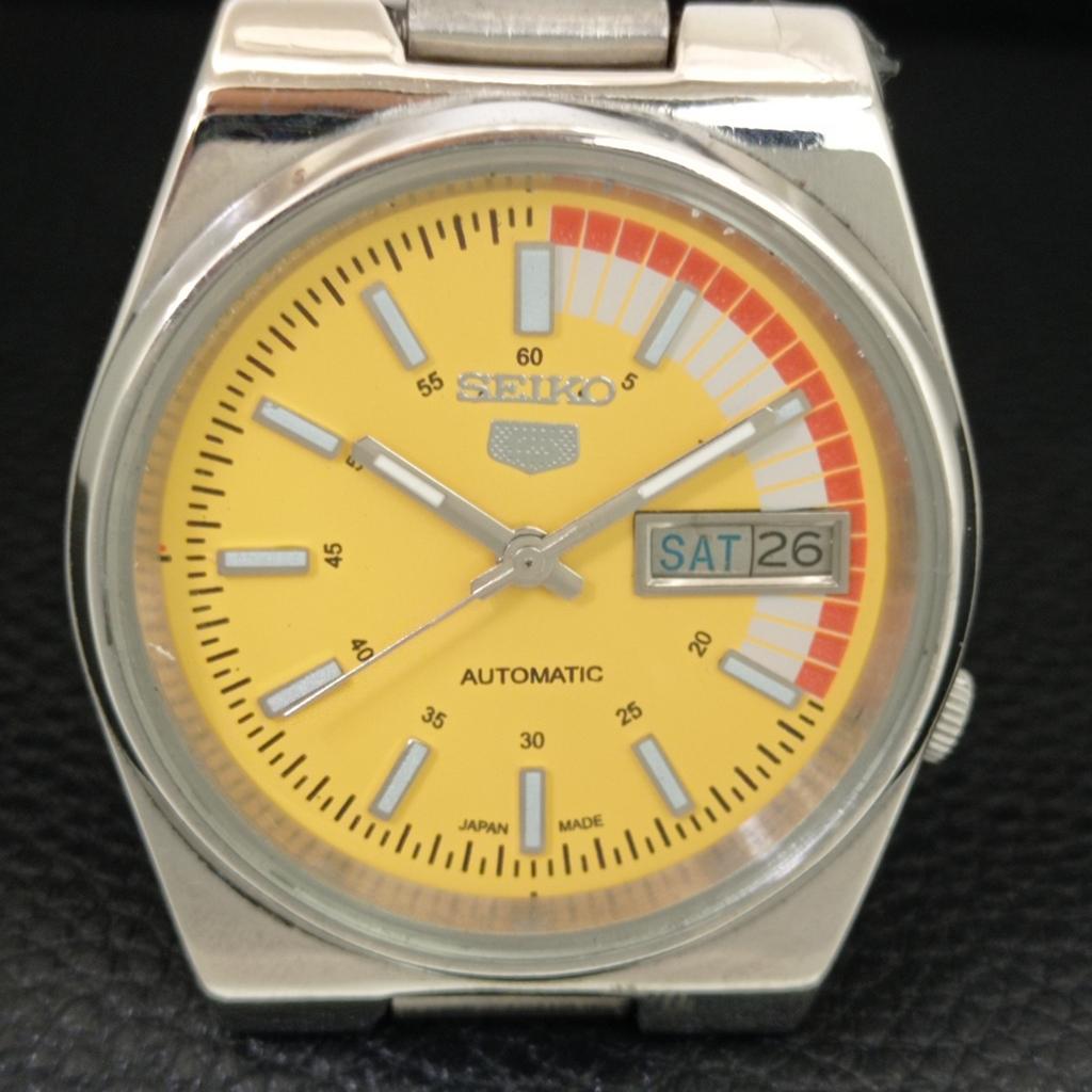 ОРИГИНАЛЬНЫЕ ВИНТАЖНЫЕ АВТОМАТИЧЕСКИЕ ЧАСЫ SEIKO 5 7009A ЯПОНИЯ МУЖСКИЕ ЖЕЛТЫЙ ЦИФЕРБЛАТ a708799-1