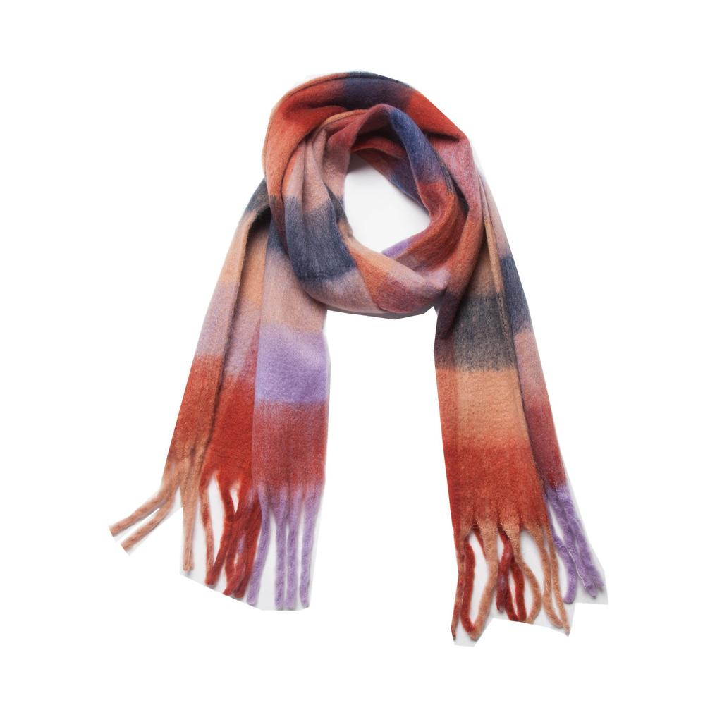 Autumn and Winter New Thickened Shawl Imitation Mohair Coarse Whiskers Colorful Plaid Scarf