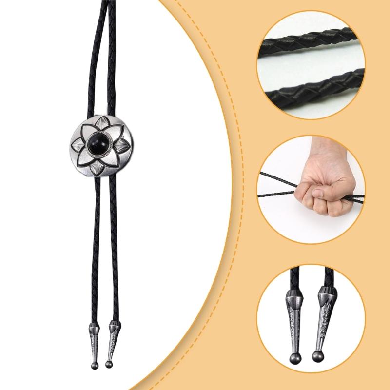 5 шт. Металлическое Цветочное Каменное Ковбойское Боло Галстук Западный Искусственная Кожа Веревка Галстук Украшения Цепочка на Воротник Рубашки Винтажное Ожерелье