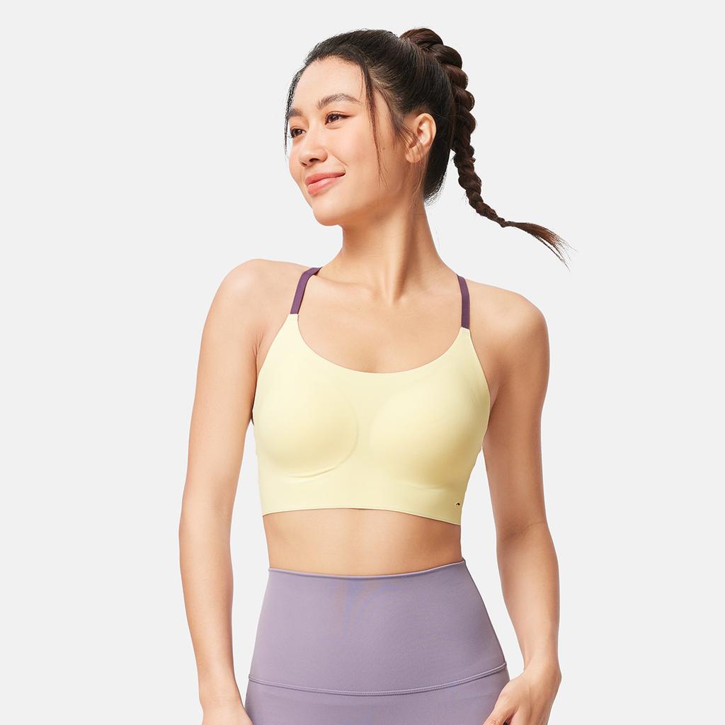 Li Ning Fitness Series Casual Minimalist Solid Color Sports Bra Women Underwear Pale-Goose-Yellow AUBV018-2