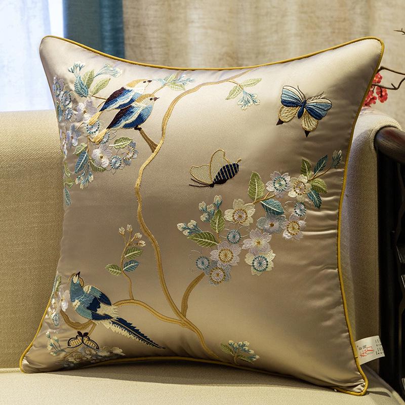 Elegant Chinese Embroidery Sofa & Bedside Pillow Cover