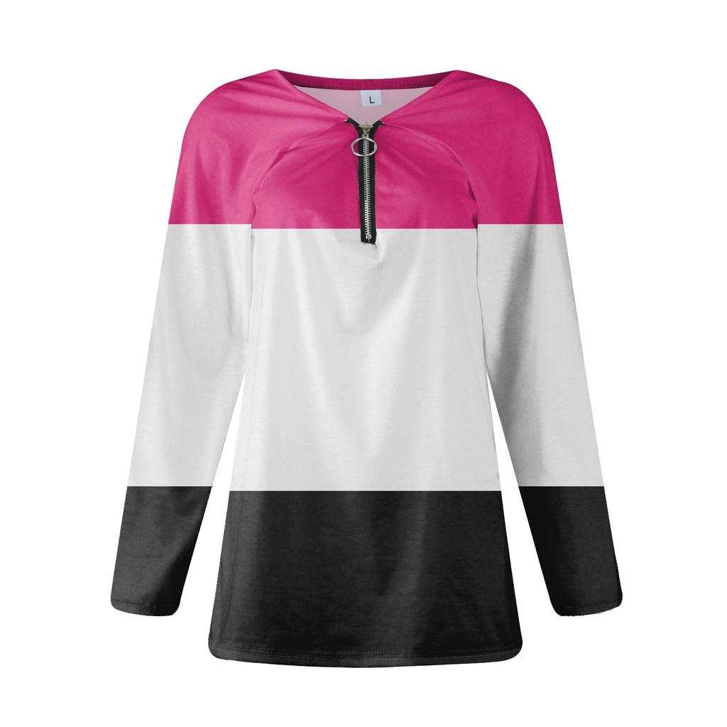 Женская модная повседневная куртка с длинным рукавом на молнии с v-образным вырезом в нерегулярную полоску и геометрическим принтом