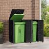 VidaXL Wheeled Storage for Trash Cans for 2 Bins Black Steel, Trash Can Storage, 3279977
