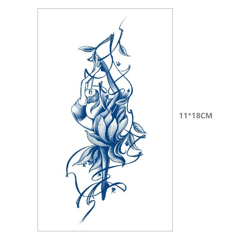 Herbal Juice Waterproof Butterfly Thorn Plain Flower Chest Semi Permanent Gradual Change Water Transfer Tattoo Sticker