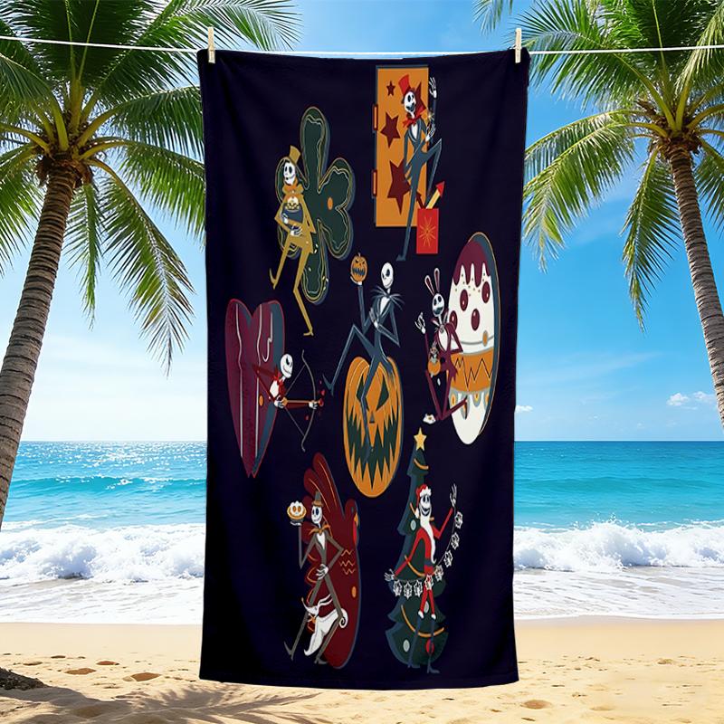 1Pc Day Dead Celebration Beach Towel, Quick Dry, Multi-Use for Beach Pool Gym Yoga Home Travel, Christmas, Halloween, Xmas Gift S41