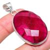 Ruby(Simulated) Gemstone Handmade 925 Sterling Silver Jewelry Pendant 2.17" AH-914