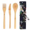 Набор деревянной посуды 3 шт./набор Бамбуковая вилка Нож Суповая чайная ложка Набор столовых приборов для кейтеринга с тканевым мешком Кухонные инструменты для приготовления пищи Посуда