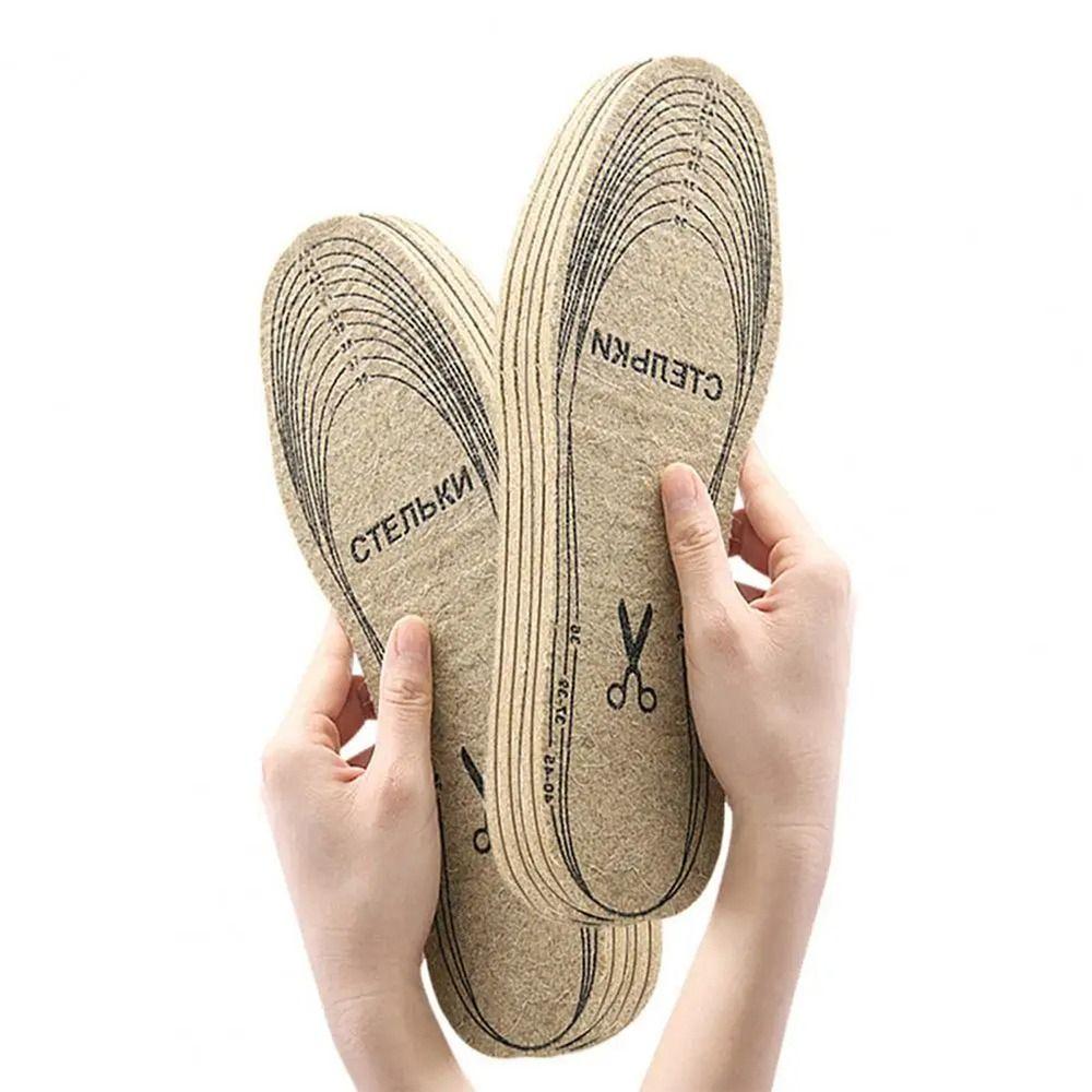 1/2/4 Pairs Soft Plush Wool Felt Insoles Heat Pad Winter Warm Shoes Cushion  Keep Foot Warm