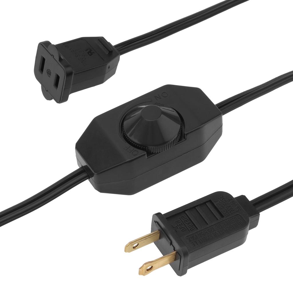 1.8M 5.9ft Plug In Lamp Dimmer Switch Extension Cord Rotary Control Heavy Duty 220V Incandescent Dimmable Lights