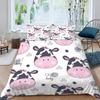 Милый комплект постельного белья с изображением коровок Kawaii Farm Animal, комплект постельного белья из микрофибры с цветочным рисунком, двуспальный комплект постельного белья для мальчиков и девочек, декор