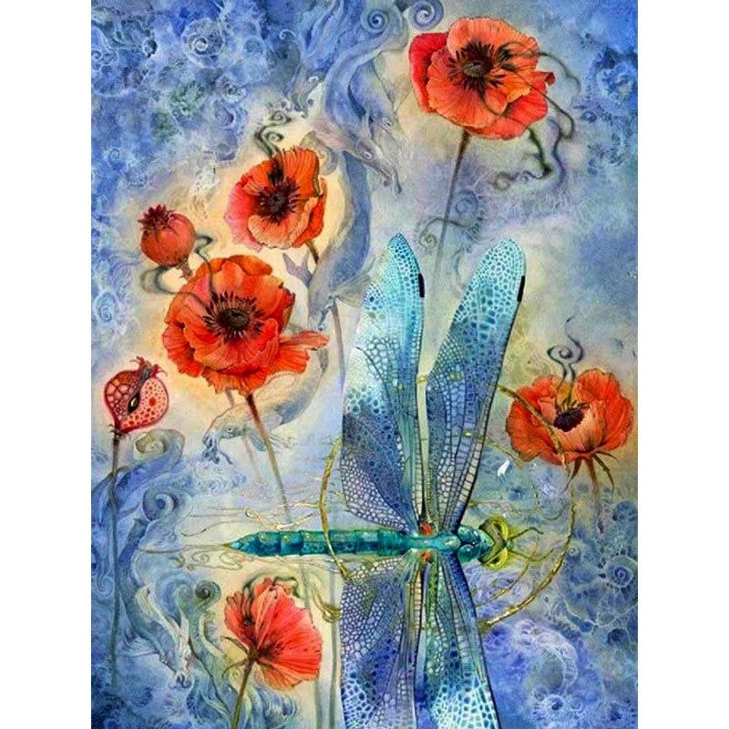 New 5D DIY Diamond Painting Dragonfly Diamond Embroidery Animal Cross Stitch Full Round Drill Home Decor Manual Art Gift