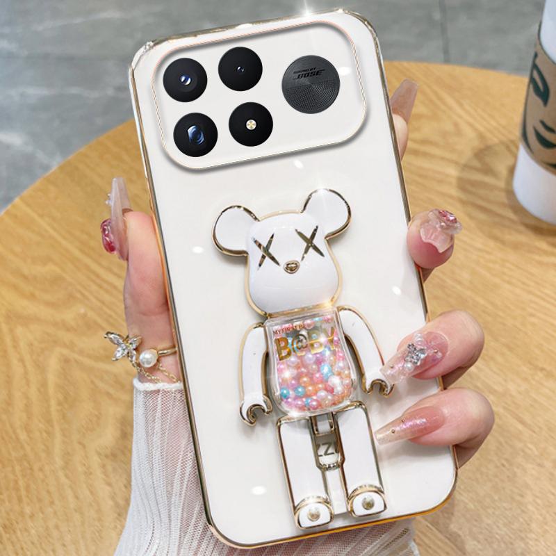 For Xiaomi Poco F9 Ultra / Poco F9 Pro Case Soft Electroplated Quicksand Hourglass Pellet KWAS Bear silicone shockproof Protector Smooth