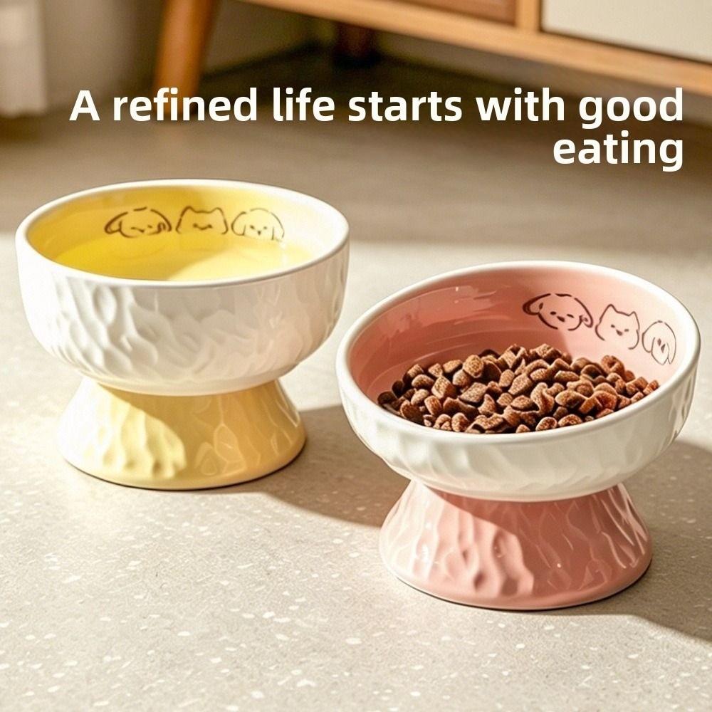 Ceramic Elevated Cat Bowl Anti-Vomiting Raised Pet Feeder Pet Food Water Bowl Pet Supplies