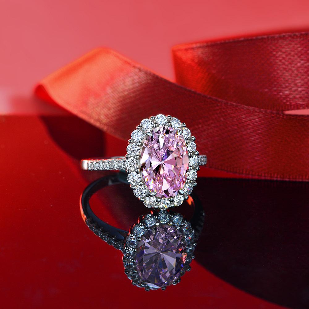 Gica Gema High Carbon Diamond Rings 925 Sterling Silver 8*12mm 3colors Oval Gemstone Unique Design Romantic Fine Finger Jewelry Wedding Party Gifts