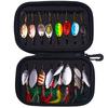 16PCS Rotate Spinnerbait Metal Spoon Spinner Fishing Lure Hard Bait With Feather Treble Hooks with Bag Spinnerbait Tackle
