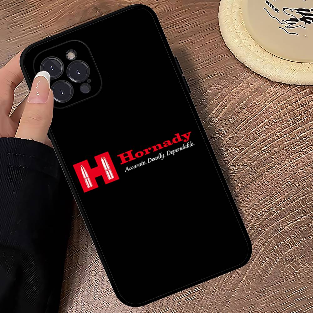 Логотип Hornady для iPhone 17 16 15 14 13 12 11 Pro Max Plus Ударопрочный Черный Мягкий Чехол для Телефона