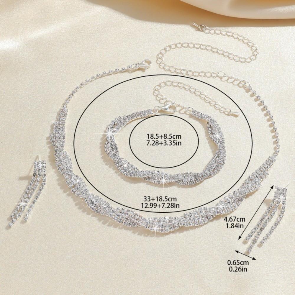 Elegant Rhinestone Necklace Luxury Necklace Earrings Set Wedding Accessories  Party Events