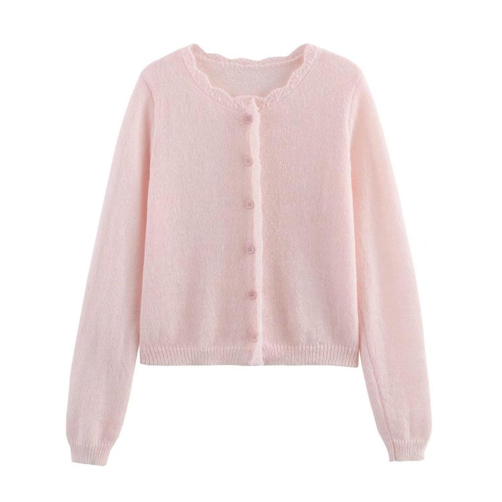 2025 Spring Women's European & American Style Long-Sleeve Knitted Cardigan, Fashionable & Versatile In Three Colors