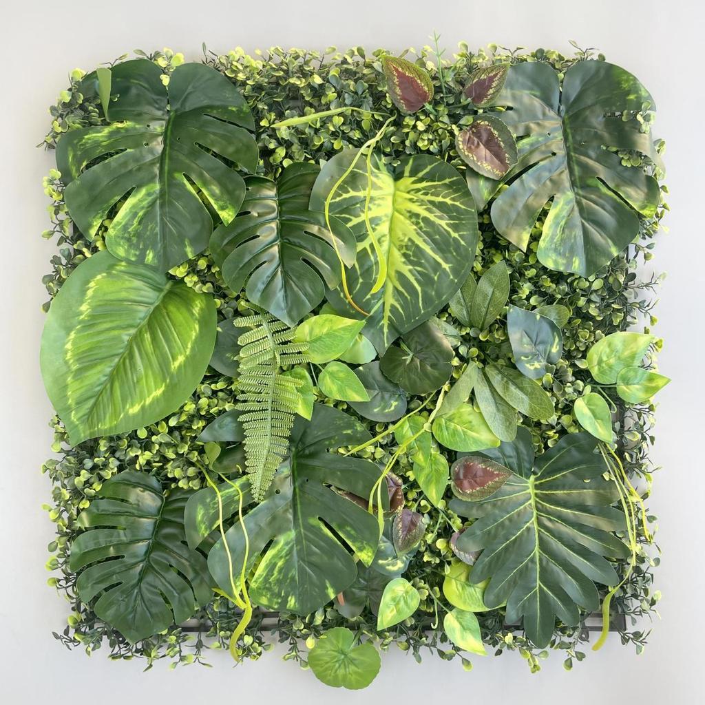 50×50cm Artificial Green Plant Wall - Plastic Vertical Garden, Fake Flower Wall, Synthetic Turf Background