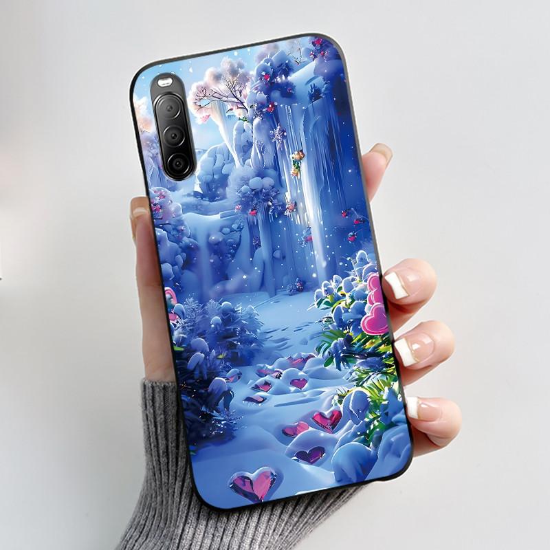 Чехол для телефона Sony Xperia 10 II / 10 III Эстетичный Модный Милый Кот Астронавт Черный Силиконовый Мягкий Ударопрочный Задний Чехол