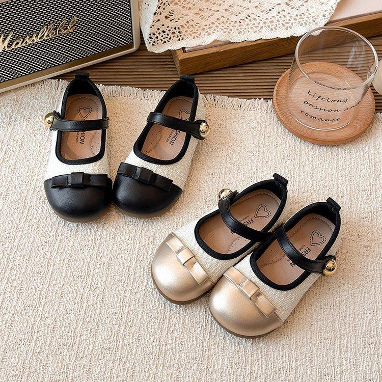 Girls' retro princess-style leather shoes with soft soles, fashionable princess shoes, new autumn non-slip single shoes for little girls