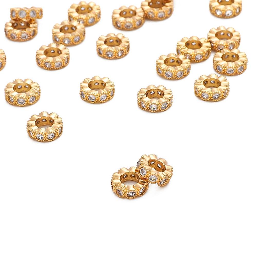 Медные микроинкрустированные цирконовые бриллиантовые кольца-разделительные бусины для изготовления ювелирных изделий своими руками