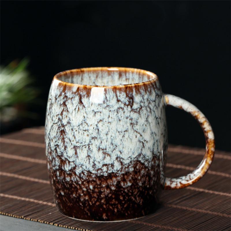 Японская ретро-печь для смены глазурованной керамики, креативная кофейная кружка для молока, большая вместимость, простая чайная чашка, пара чашек для воды