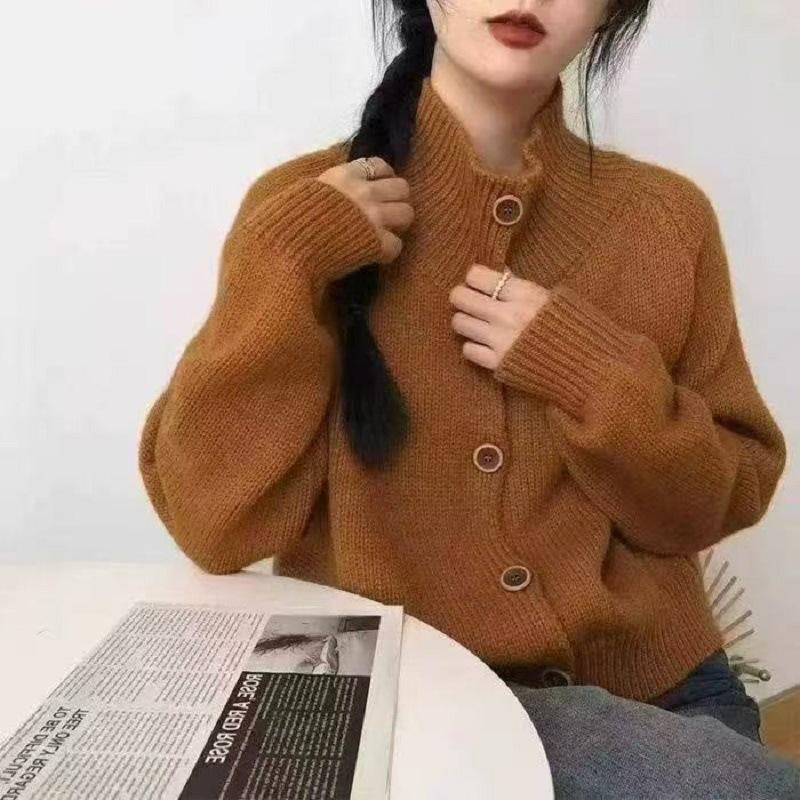 Women's Pullover Sweater New Jacket High Neck Autumn and Winter Style Knitted Cardigan